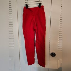 Vibrant Red Textured Leggings
